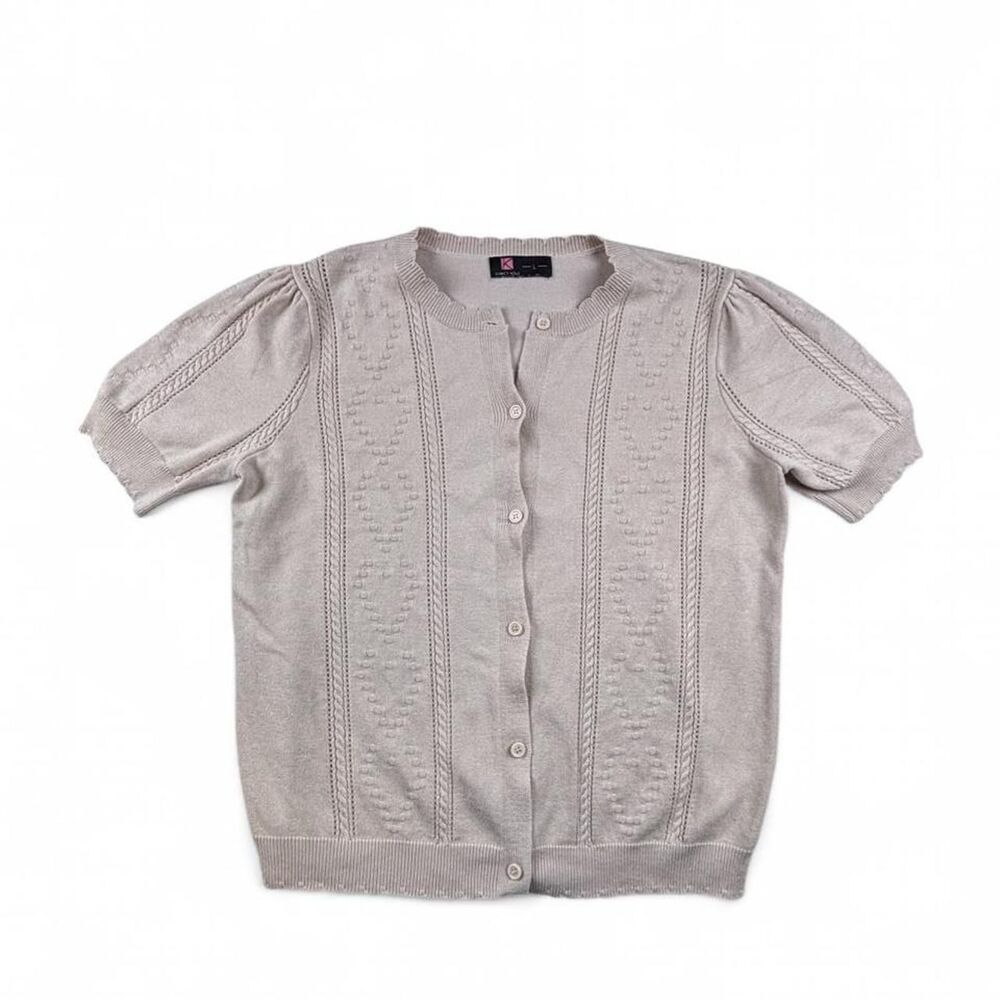 Kancy Kole Cream Puff Sleeve Cardigan Sweater Women’s Large Cottagecore